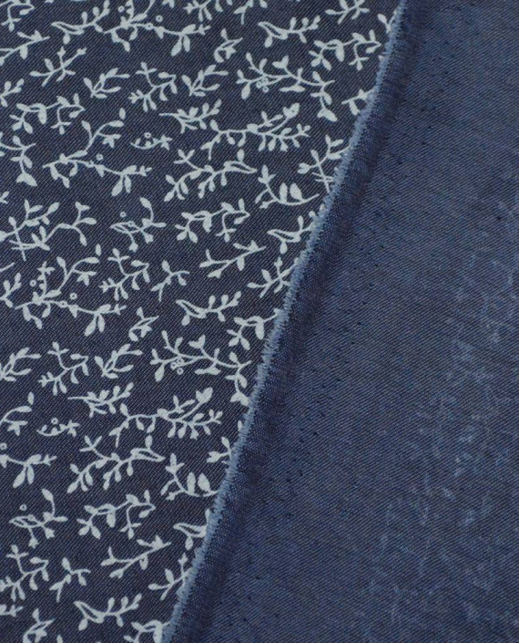 Ткань Хлопок Рубашечный 1777 цвет синий цветочный картинка 1