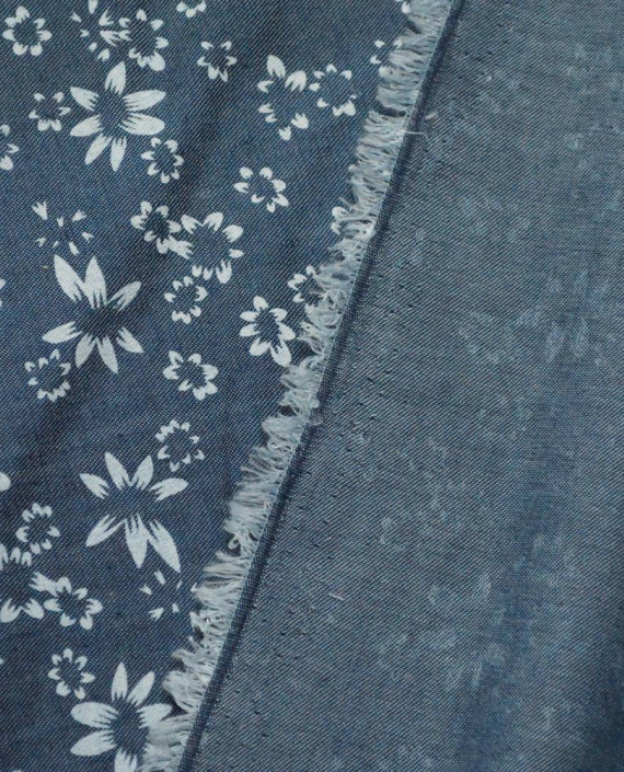 Ткань Хлопок Рубашечный 1778 цвет синий цветочный картинка 1