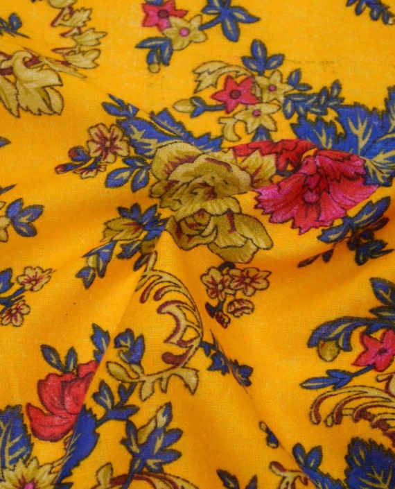 Ткань Хлопок Рубашечный 1875 цвет оранжевый цветочный картинка
