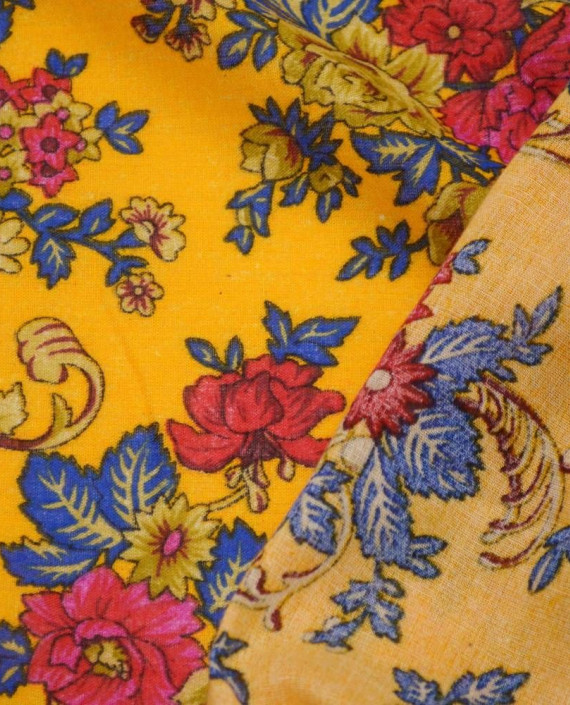 Ткань Хлопок Рубашечный 1875 цвет оранжевый цветочный картинка 1