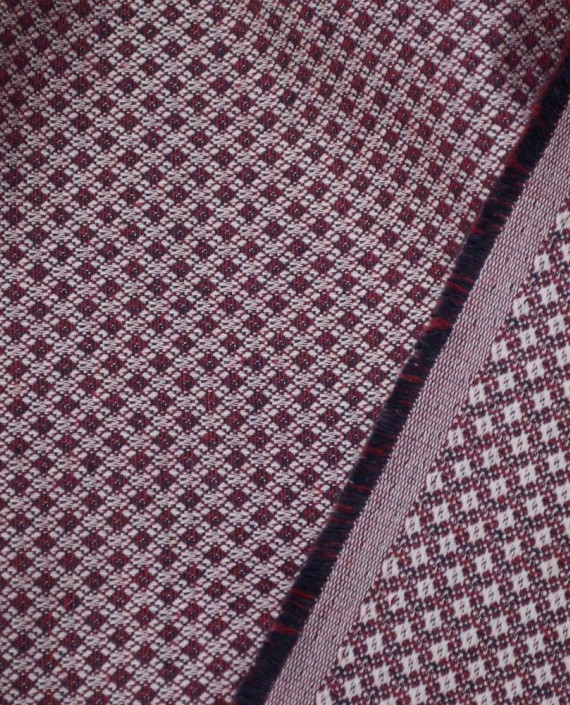 Ткань Хлопок Костюмный Красные ромбы 1883 цвет фиолетовый картинка 2