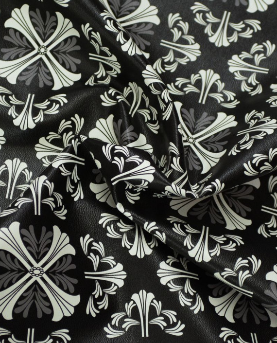 Ткань Искусственная Кожа 317 цвет черный абстрактный картинка
