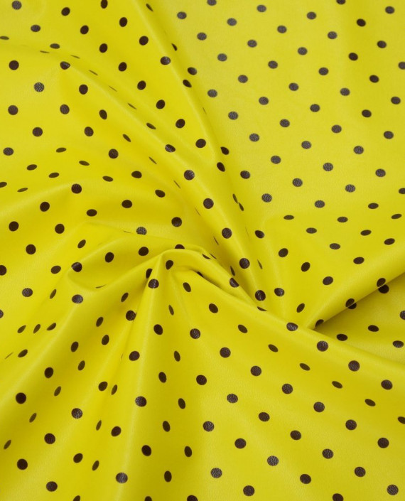 Ткань Искусственная Кожа 323 цвет желтый в горошек картинка