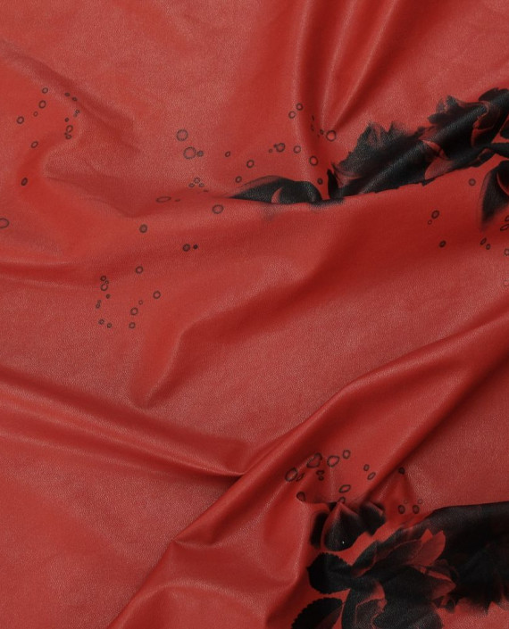 Ткань Искусственная Кожа 325 цвет красный цветочный картинка