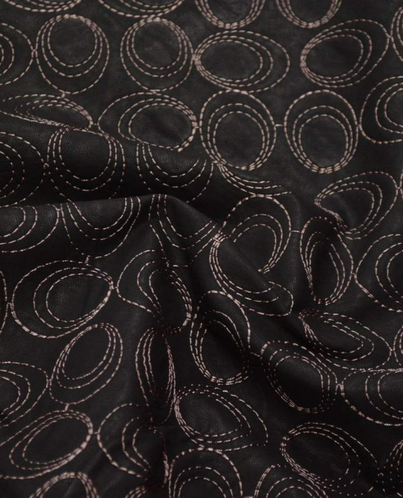 Ткань Кожа Искусственная 334 цвет черный геометрический картинка