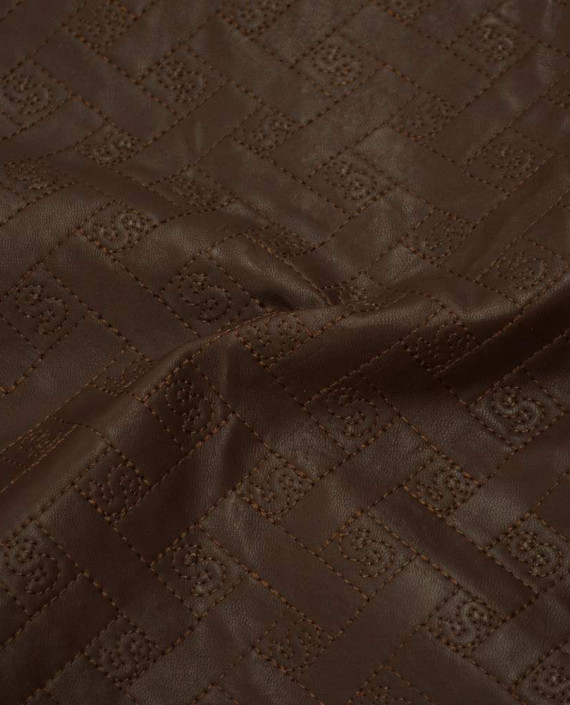 Ткань Кожа Искусственная 336 цвет коричневый в клетку картинка