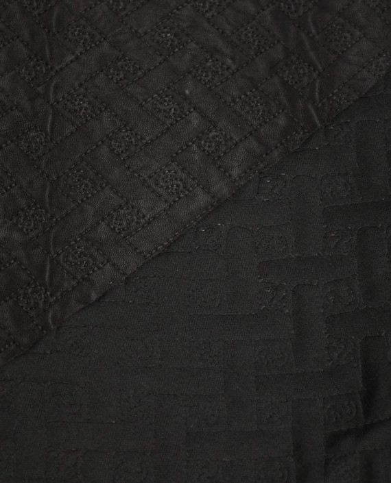 Ткань Кожа Искусственная 337 цвет черный абстрактный картинка 2