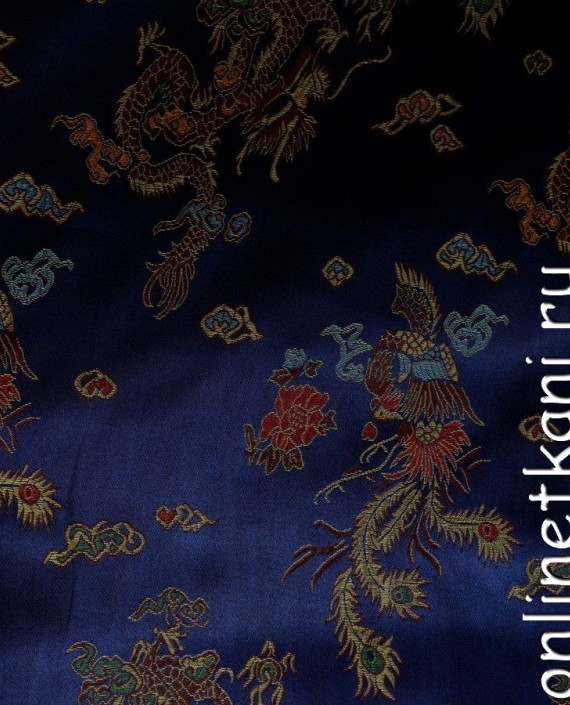 Ткань Китайский шелк  0069 цвет синий цветочный картинка