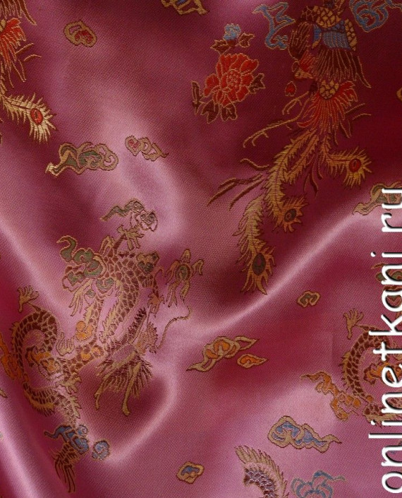 Ткань Китайский шелк  0070 цвет розовый цветочный картинка