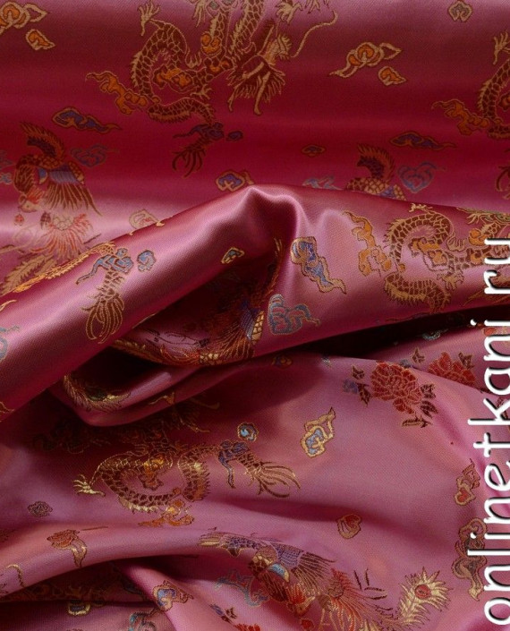 Ткань Китайский шелк  0070 цвет розовый цветочный картинка 1