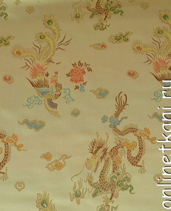 Ткань Китайский шелк  0071 цвет желтый цветочный картинка
