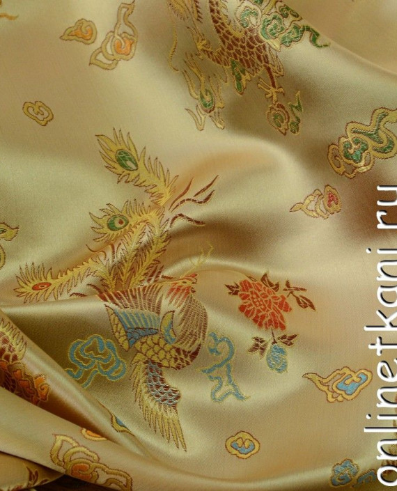 Ткань Китайский шелк  0071 цвет желтый цветочный картинка 2
