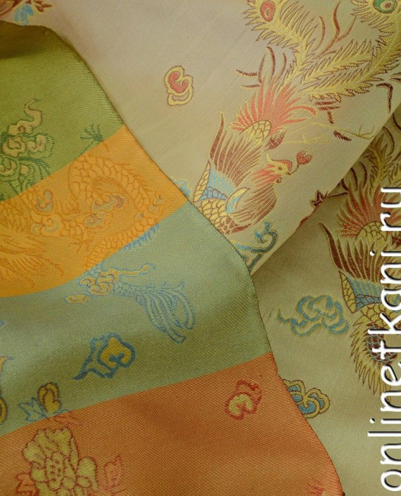 Ткань Китайский шелк  0071 цвет желтый цветочный картинка 1