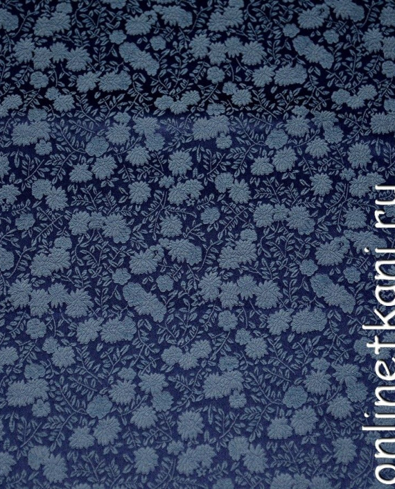 Ткань Китайский шелк  0074 цвет синий цветочный картинка