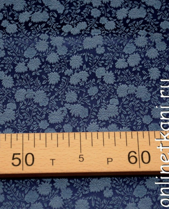 Ткань Китайский шелк  0074 цвет синий цветочный картинка 3