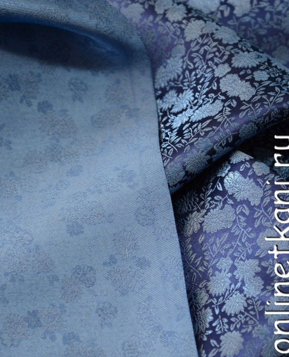 Ткань Китайский шелк  0074 цвет синий цветочный картинка 1