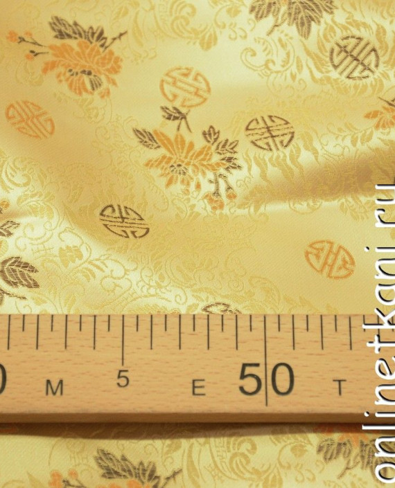 Ткань Китайский шелк  0075 цвет желтый цветочный картинка 2