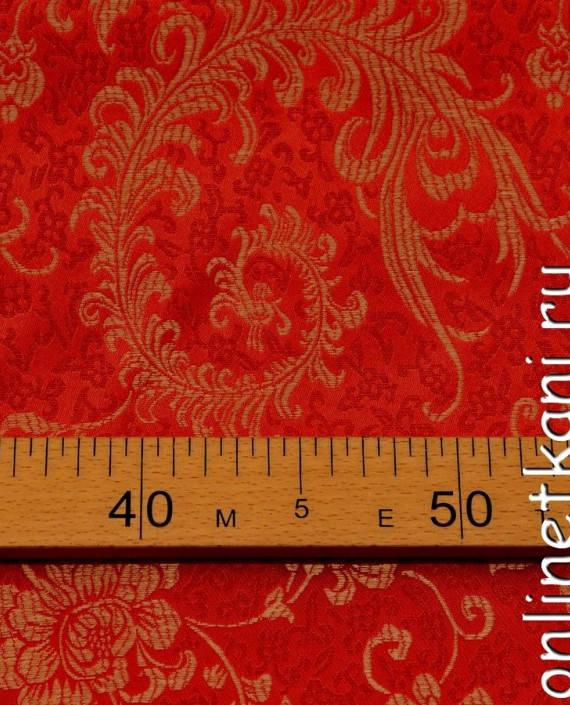 Ткань Китайский шелк  0077 цвет красный цветочный картинка 2