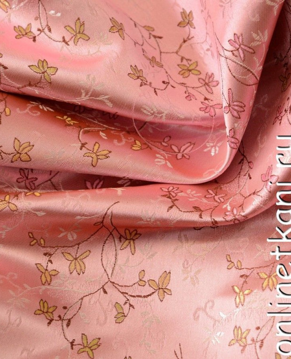 Ткань Китайский шелк  0078 цвет розовый цветочный картинка