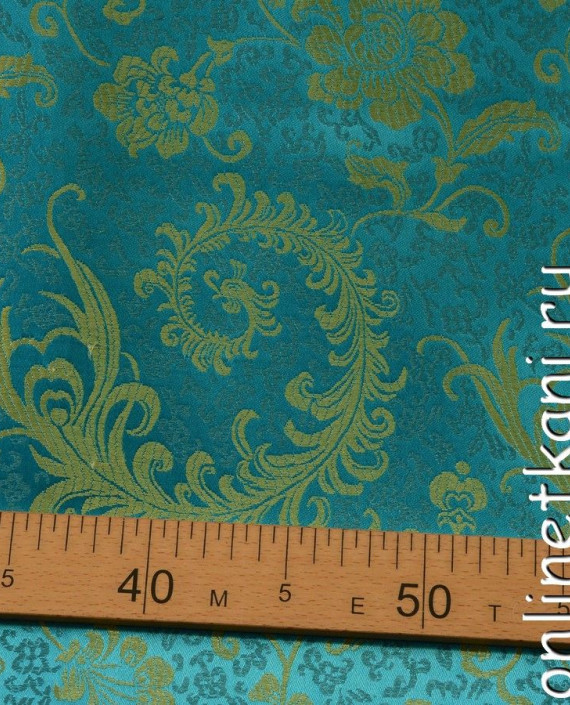 Ткань Китайский шелк  0079 цвет голубой цветочный картинка 1