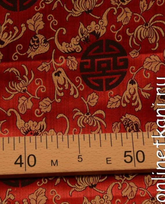 Ткань Китайский шелк  0080 цвет красный абстрактный картинка 2