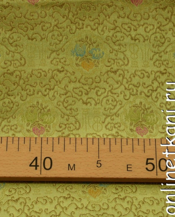 Ткань Китайский шелк  0083 цвет золотой цветочный картинка 1