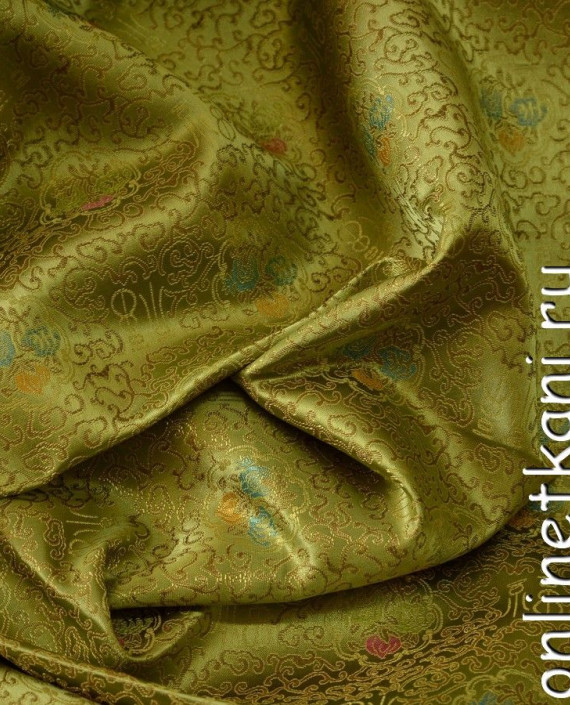 Ткань Китайский шелк  0083 цвет золотой цветочный картинка