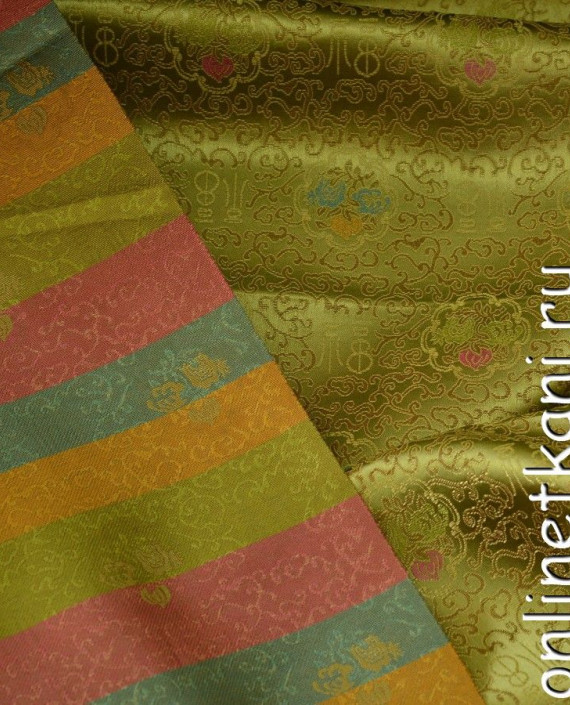 Ткань Китайский шелк  0083 цвет золотой цветочный картинка 2
