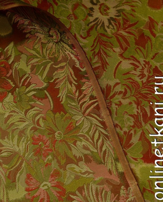 Ткань Китайский шелк  0084 цвет хаки цветочный картинка