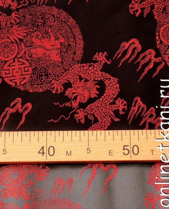 Ткань Китайский шелк  0086 цвет черный абстрактный картинка 2