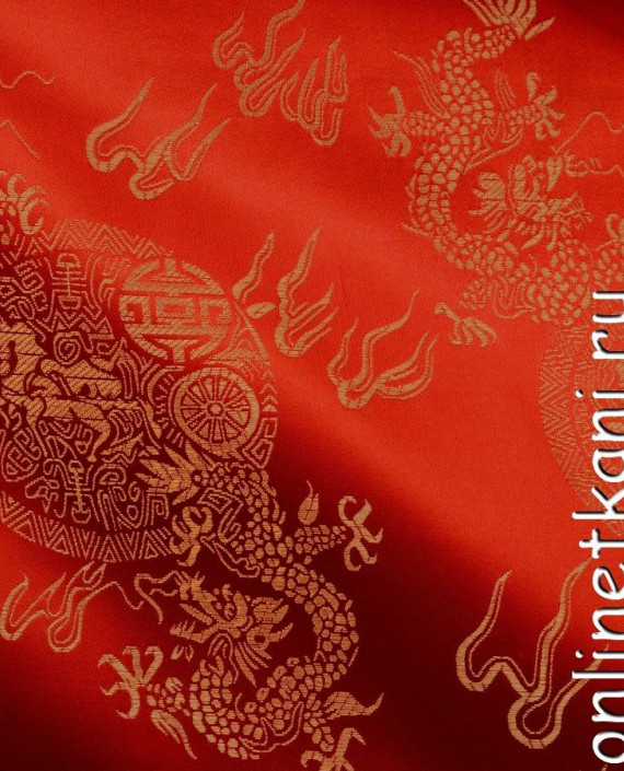Ткань Китайский шелк  0087 цвет красный абстрактный картинка