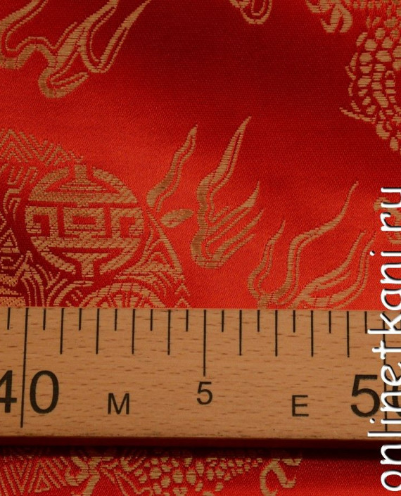 Ткань Китайский шелк  0087 цвет красный абстрактный картинка 2