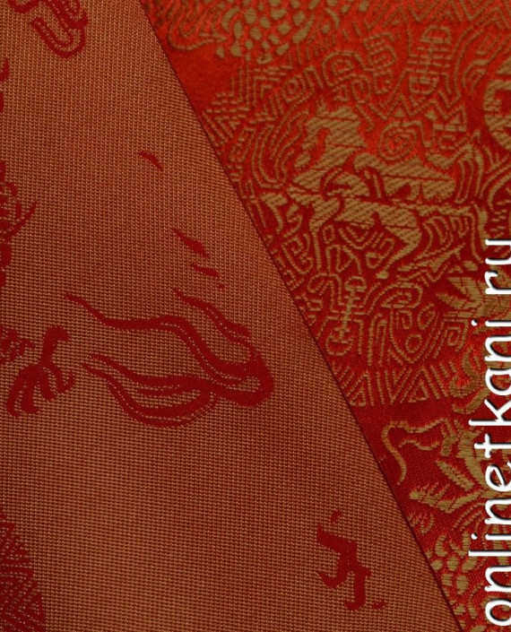 Ткань Китайский шелк  0087 цвет красный абстрактный картинка 1