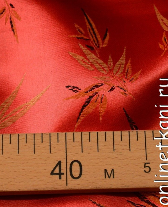 Ткань Китайский шелк  0088 цвет красный цветочный картинка 1