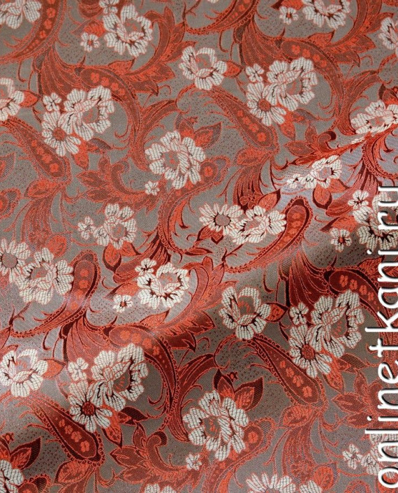 Ткань Китайский шелк  0089 цвет красный цветочный картинка