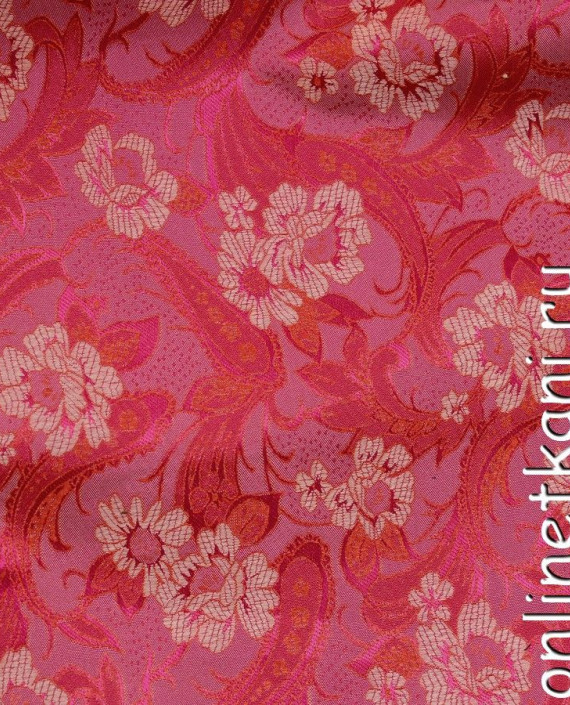Ткань Китайский шелк  0090 цвет малиновый цветочный картинка