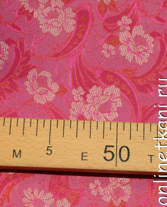 Ткань Китайский шелк  0090 цвет малиновый цветочный картинка 1