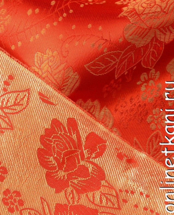 Ткань Китайский шелк  0091 цвет красный цветочный картинка 1