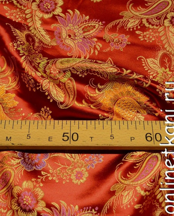 Ткань Китайский шелк 0094 цвет бордовый абстрактный картинка 2