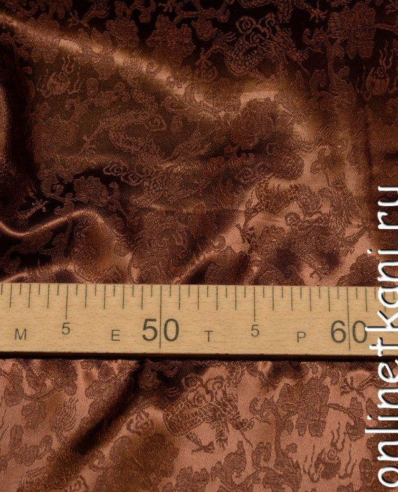 Ткань Китайский шелк 0095 цвет коричневый цветочный картинка 2