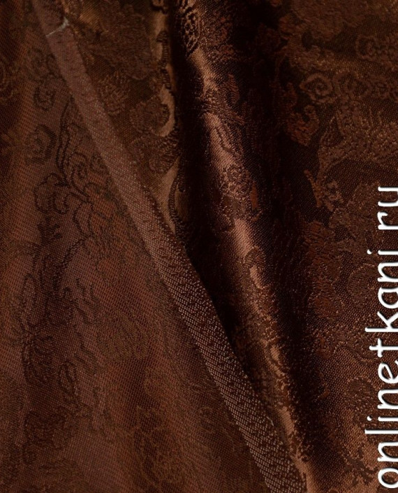 Ткань Китайский шелк 0095 цвет коричневый цветочный картинка 1