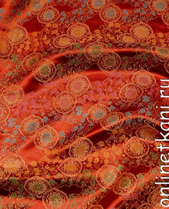 Ткань Китайский шелк 0096 цвет красный геометрический картинка