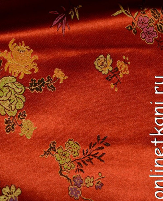 Ткань Китайский шелк 0097 цвет красный цветочный картинка