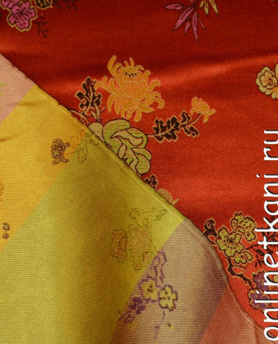 Ткань Китайский шелк 0097 цвет красный цветочный картинка 2