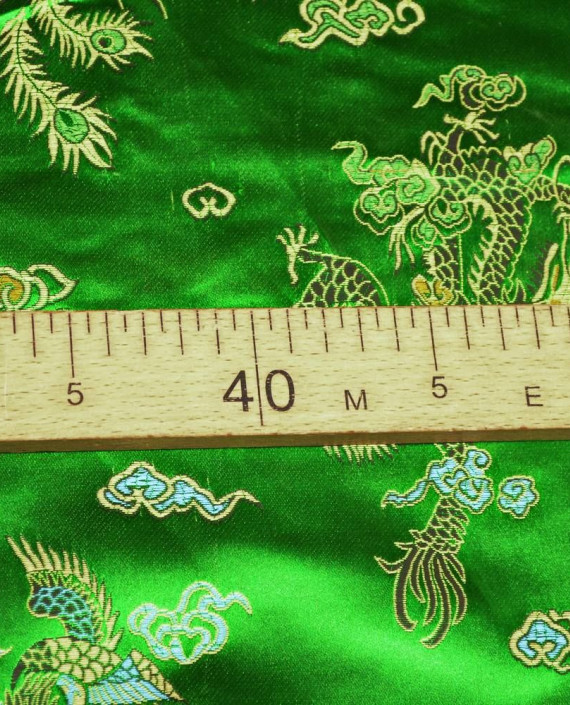 Ткань Китайский Шелк 0120 цвет зеленый цветочный картинка 2