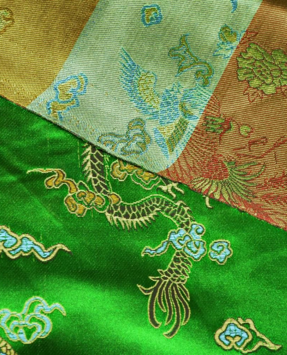 Ткань Китайский Шелк 0120 цвет зеленый цветочный картинка 1