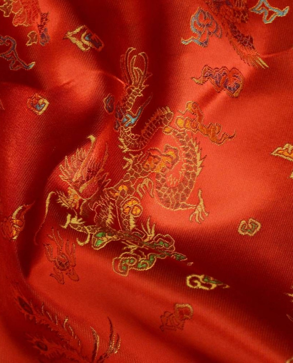 Ткань Китайский Шелк 0127 цвет красный цветочный картинка