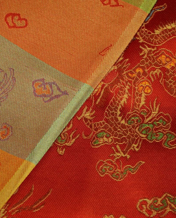 Ткань Китайский Шелк 0127 цвет красный цветочный картинка 2