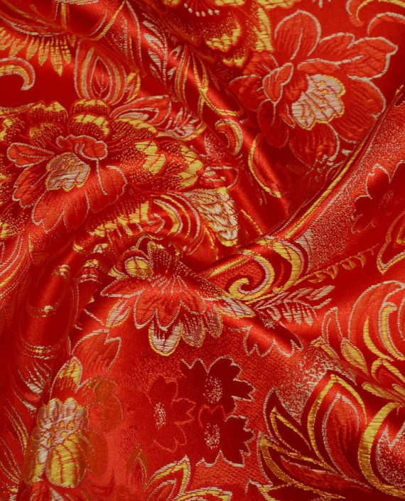 Ткань Китайский Шелк 0128 цвет красный цветочный картинка