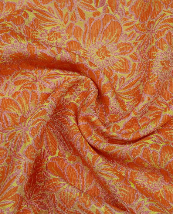 Ткань Китайский Шелк 0132 цвет оранжевый цветочный картинка
